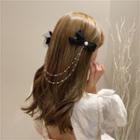 Bow Faux Pearl Hair Clip White Faux Pearl - Black - One Size