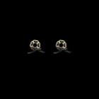 Bow Hoop Ear Stud 1 Pair - Black & Gold - One Size