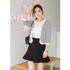 Flower Appliqu -edge Open-front Check Jacket