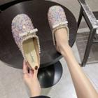 Sequined Faux Pearl Trim Mules