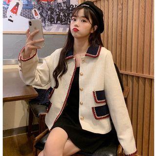 Tweed Button Jacket Almond - One Size