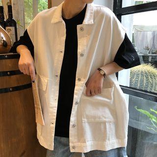 Sleeveless Buttoned Cargo Jacket