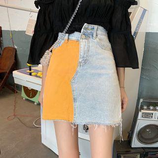 Two-tone Denim A-line Skirt