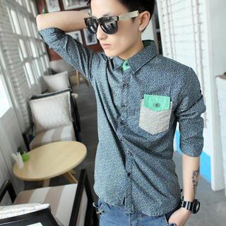 3/4-sleeve Patterned Shirt
