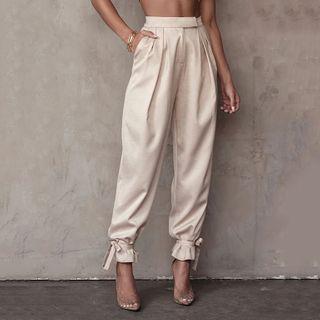 High-waist Satin Harem Pants