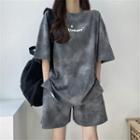 Set: Elbow-sleeve Tie Dye T-shirt + Shorts