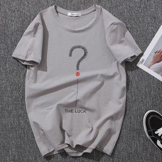 Short-sleeve Question Mark Print T-shirt