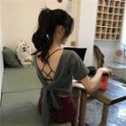 Short-sleeve Open Back T-shirt / Camisole Top