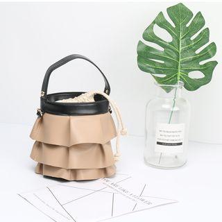 Ruffle Layered Panel Bucket Handbag