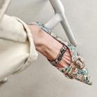 Floral Pointy-toe Chain Flats