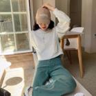 Drop-shoulder Slit-back Cropped Sweatshirt