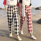 Plaid High-waist Loose-fit Cropped Pants