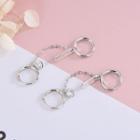 925 Sterling Silver Chained Rhinestone Earring 1pc - Es997 - Silver - One Size