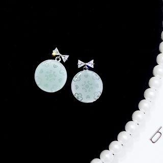 Rhinestone Bow Disc Dangle Earring As Shown In Figure - One Size
