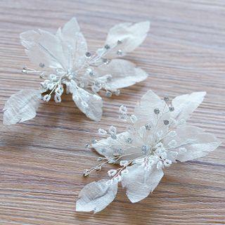 Clip-on Drop Earring / Set Of 2: Flower Hair Clip