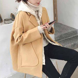 Set: Hooded Vest + Open Front Woolen Jacket