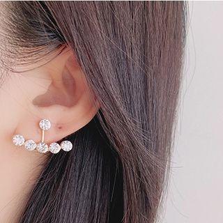 Rhinestone Clip-on Earring 1 Pair - Clip On Earrings - Gold - One Size