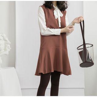 Set: Tie-neck Shirt + Sleeveless Dress