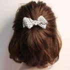 Dotted Faux Pearl Bow Hair Clip