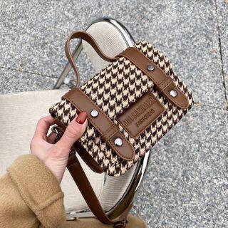 Houndstooth Mini Crossbody Satchel