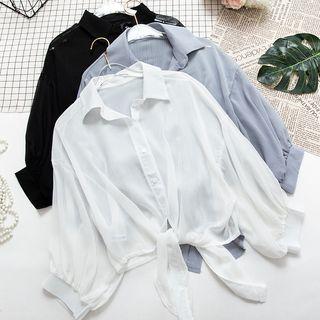 3/4-sleeve Crop Shirt