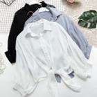 3/4-sleeve Crop Shirt
