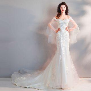 Off Shoulder Embroidered Wedding Mermaid Gown