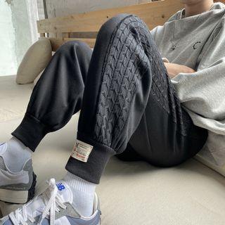 Print Panel Wide Leg Jogger Sweatpants