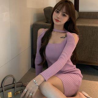 2-piece Knit Long-sleeve Dress