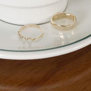 Wavy/band Ring Set (2 Pcs)