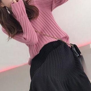 Set: Sweater + A-line Midi Knit Skirt