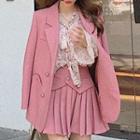 Set: Double-breasted Blazer + Pleated A-line Skirt