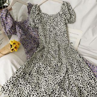 Boatneck Printed Midi Dress In 5 Colors