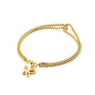 Fashion Simple Plated Gold Butterfly 316l Stainless Steel Double-layer Bracelet Golden - One Size