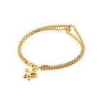Fashion Simple Plated Gold Butterfly 316l Stainless Steel Double-layer Bracelet Golden - One Size