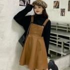 Mock-turtleneck Sweater / Faux Leather Jumper Dress