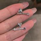 Heart Arrow Rhinestone Alloy Earring 1 Pair - Silver Stud - Silver - One Size