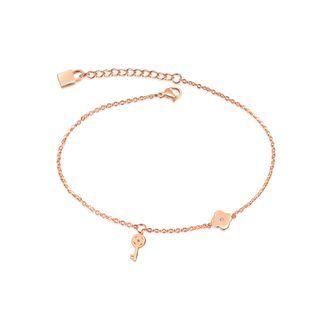 Simple Temperament Plated Rose Gold Four-leaf Clover Key 316l Stainless Steel Anklet Rose Gold - One Size