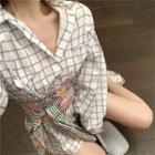 Plaid Long-sleeve Shirt Blue Check - White - One Size