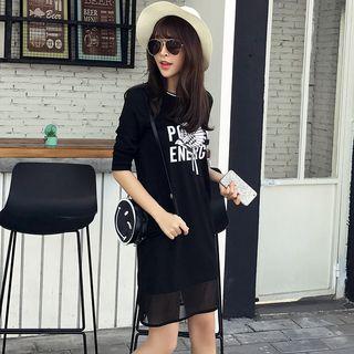 Mesh Hem Printed Pullover Dress