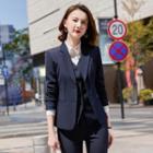 Single-breasted Blazer / Vest / Shirt / Dress Pants / Mini Pencil Skirt / Set