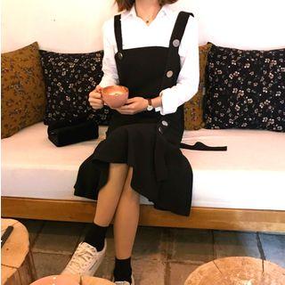 Ruffle Hem Jumper Dress Black - One Size