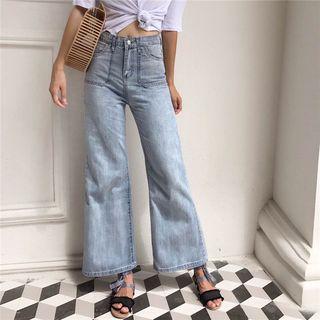 Washed High Waist Wide-leg Jeans