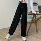 Drawstring Waist Plain Straight-cut Sweatpants