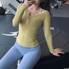 Long-sleeve Half-button Sports Top