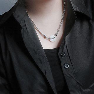 Ring Pendant Chain Choker Silver - One Size
