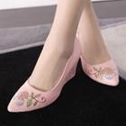 Floral Embroidered Pointed Wedges