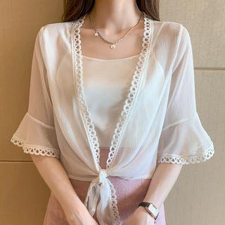 Lace Trim Tie-strap Light Jacket