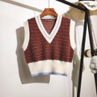 Patterned Knit Vest Caramel - One Size