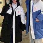Couple Matching Two-tone Hooded Zip-up Coat